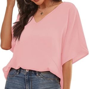 ✨NWT Chiffon V Neck Blouse blush pink
